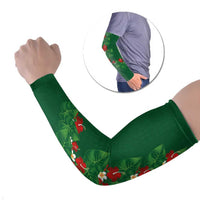 Hawaiian Taro Leaves-Hibiscus and Plumeria Arm Sleeves Polynesian Art-Kakau Tattoo Green LT03 Set of 2 Green - Polynesian Pride