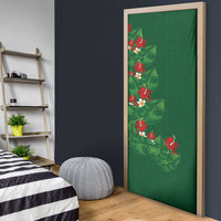 Hawaiian Taro Leaves-Hibiscus and Plumeria Door Cover Polynesian Art-Kakau Tattoo Green LT03 - Polynesian Pride