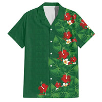 Hawaiian Taro Leaves-Hibiscus and Plumeria Family Matching Off Shoulder Maxi Dress and Hawaiian Shirt Polynesian Art-Kakau Tattoo Green LT03 Dad's Shirt - Short Sleeve Green - Polynesian Pride