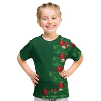 Hawaiian Taro Leaves-Hibiscus and Plumeria Kid T Shirt Polynesian Art-Kakau Tattoo Green LT03 Green - Polynesian Pride