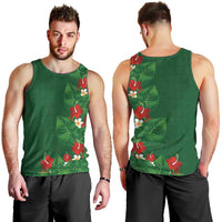 Hawaiian Taro Leaves-Hibiscus and Plumeria Men Tank Top Polynesian Art-Kakau Tattoo Green LT03 - Polynesian Pride