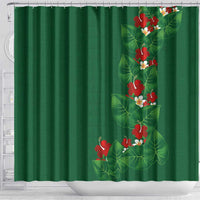 Hawaiian Taro Leaves-Hibiscus and Plumeria Shower Curtain Polynesian Art-Kakau Tattoo Green LT03 - Polynesian Pride
