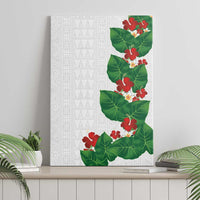 Hawaiian Taro Leaves-Hibiscus and Plumeria Canvas Wall Art Polynesian Art-Kakau Tattoo White