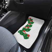 Hawaiian Taro Leaves-Hibiscus and Plumeria Car Mats Polynesian Art-Kakau Tattoo White