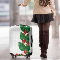 Hawaiian Taro Leaves-Hibiscus and Plumeria Luggage Cover Polynesian Art-Kakau Tattoo White LT03 - Polynesian Pride