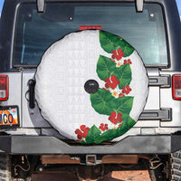 Hawaiian Taro Leaves-Hibiscus and Plumeria Spare Tire Cover Polynesian Art-Kakau Tattoo White LT03 White - Polynesian Pride