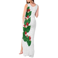 Hawaiian Taro Leaves-Hibiscus and Plumeria Tank Maxi Dress Polynesian Art-Kakau Tattoo White LT03 - Polynesian Pride