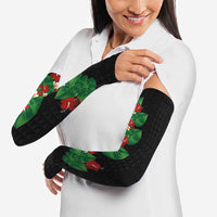 Hawaiian Taro Leaves-Hibiscus and Plumeria Arm Sleeves Polynesian Art-Kakau Tattoo Black