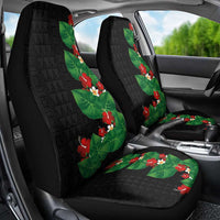 Hawaiian Taro Leaves-Hibiscus and Plumeria Car Seat Cover Polynesian Art-Kakau Tattoo Black LT03 - Polynesian Pride