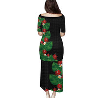 Hawaiian Taro Leaves-Hibiscus and Plumeria Family Matching Puletasi and Hawaiian Shirt Polynesian Art-Kakau Tattoo Black LT03 - Polynesian Pride