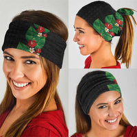 Hawaiian Taro Leaves-Hibiscus and Plumeria Neck Gaiter Polynesian Art-Kakau Tattoo Black