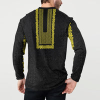 Philippines Polynesian Jasmine Pattern Button Sweatshirt With Barong Tagalog Black Style