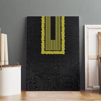 Philippines Polynesian Jasmine Pattern Canvas Wall Art With Barong Tagalog Black Style