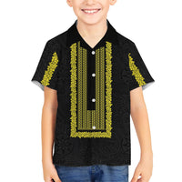 Philippines Polynesian Jasmine Pattern Hawaiian Shirt With Barong Tagalog Black Style