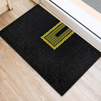 Philippines Polynesian Jasmine Pattern Rubber Doormat With Barong Tagalog Black Style