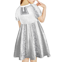 Philippines Polynesian Jasmine Pattern Kid Short Sleeve Dress With Barong Tagalog White Style