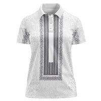 Philippines Polynesian Jasmine Pattern Women Polo Shirt With Barong Tagalog White Style
