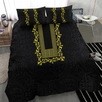 Philippines Polynesian Floral Pattern Bedding Set With Barong Tagalog Black Style