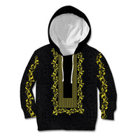 Philippines Polynesian Floral Pattern Kid Hoodie With Barong Tagalog Black Style LT03 Hoodie Black - Polynesian Pride