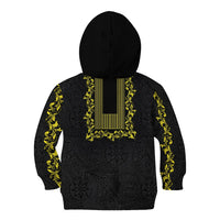 Philippines Polynesian Floral Pattern Kid Hoodie With Barong Tagalog Black Style LT03 - Polynesian Pride