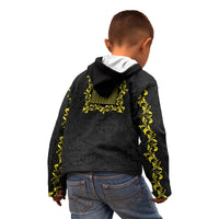 Philippines Polynesian Floral Pattern Kid Hoodie With Barong Tagalog Black Style LT03 - Polynesian Pride