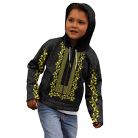 Philippines Polynesian Floral Pattern Kid Hoodie With Barong Tagalog Black Style LT03 - Polynesian Pride
