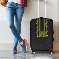 Philippines Polynesian Floral Pattern Luggage Cover With Barong Tagalog Black Style LT03 - Polynesian Pride