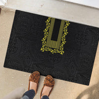 Philippines Polynesian Floral Pattern Rubber Doormat With Barong Tagalog Black Style
