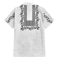 Philippines Polynesian Floral Pattern Family Matching Tank Maxi Dress and Hawaiian Shirt With Barong Tagalog White Style