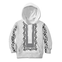 Philippines Polynesian Floral Pattern Kid Hoodie With Barong Tagalog White Style LT03 Hoodie White - Polynesian Pride