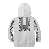 Philippines Polynesian Floral Pattern Kid Hoodie With Barong Tagalog White Style LT03 - Polynesian Pride