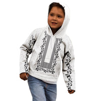 Philippines Polynesian Floral Pattern Kid Hoodie With Barong Tagalog White Style LT03 - Polynesian Pride
