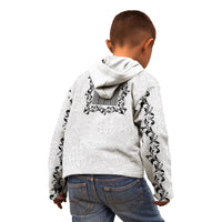 Philippines Polynesian Floral Pattern Kid Hoodie With Barong Tagalog White Style LT03 - Polynesian Pride