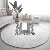 Philippines Polynesian Floral Pattern Round Carpet With Barong Tagalog White Style LT03 - Polynesian Pride