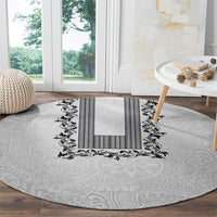 Philippines Polynesian Floral Pattern Round Carpet With Barong Tagalog White Style LT03 - Polynesian Pride