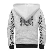 Philippines Polynesian Floral Pattern Sherpa Hoodie With Barong Tagalog White Style