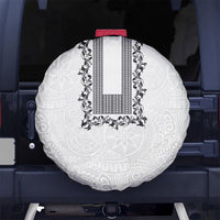Philippines Polynesian Floral Pattern Spare Tire Cover With Barong Tagalog White Style