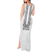 Philippines Polynesian Floral Pattern Tank Maxi Dress With Barong Tagalog White Style