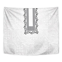 Philippines Polynesian Floral Pattern Tapestry With Barong Tagalog White Style