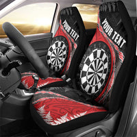 Personalised New Zealand Darts Car Seat Cover Koru Tribal Tattoo and Silver Fern Maori Pattern Red Color LT03 - Polynesian Pride