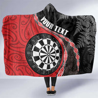 Personalised New Zealand Darts Hooded Blanket Koru Tribal Tattoo and Silver Fern Maori Pattern Red Color LT03 One Size Red - Polynesian Pride