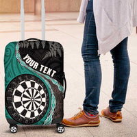 Personalised New Zealand Darts Luggage Cover Koru Tribal Tattoo and Silver Fern Maori Pattern Teal Color LT03 Teal - Polynesian Pride