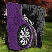 Personalised New Zealand Darts Quilt Koru Tribal Tattoo and Silver Fern Maori Pattern Purple Color