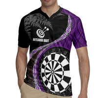 Personalised New Zealand Darts Rugby Jersey Koru Tribal Tattoo and Silver Fern Maori Pattern Purple Color