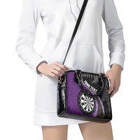 Personalised New Zealand Darts Shoulder Handbag Koru Tribal Tattoo and Silver Fern Maori Pattern Purple Color
