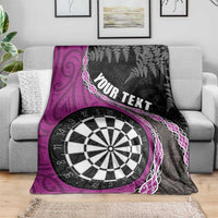 Personalised New Zealand Darts Blanket Koru Tribal Tattoo and Silver Fern Maori Pattern Pink Color