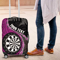 Personalised New Zealand Darts Luggage Cover Koru Tribal Tattoo and Silver Fern Maori Pattern Pink Color LT03 Pink - Polynesian Pride