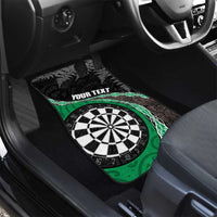 Personalised New Zealand Darts Car Mats Koru Tribal Tattoo and Silver Fern Maori Pattern Green Color