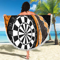 Personalised New Zealand Darts Beach Blanket Koru Tribal Tattoo and Silver Fern Maori Pattern Orange Color