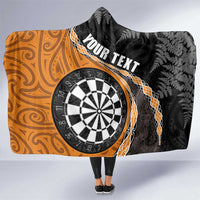 Personalised New Zealand Darts Hooded Blanket Koru Tribal Tattoo and Silver Fern Maori Pattern Orange Color LT03 One Size Orange - Polynesian Pride